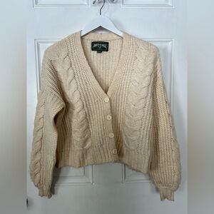 American Eagle Outfitters Cream Cable Knit Cardigan